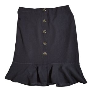 NYC Black Button-Down Pencil Skirt With Ruffle At Bottom Size Large